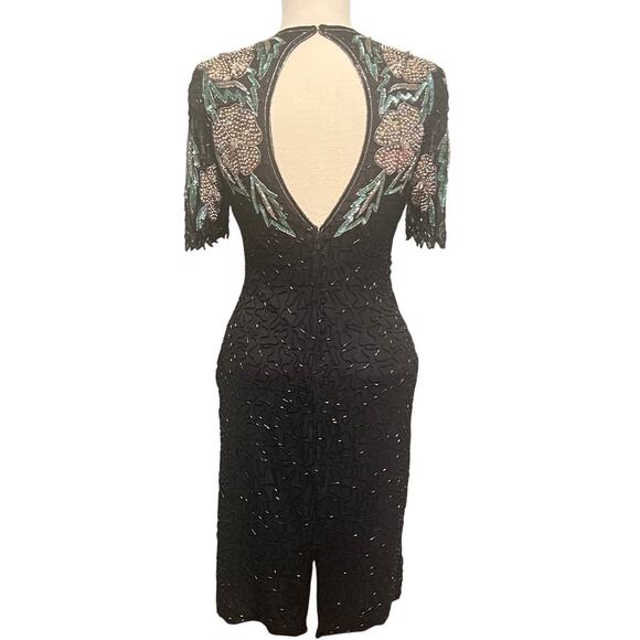 Vintage 80s Scala Silk Beaded Dress Size Small - Picture 2 of 8